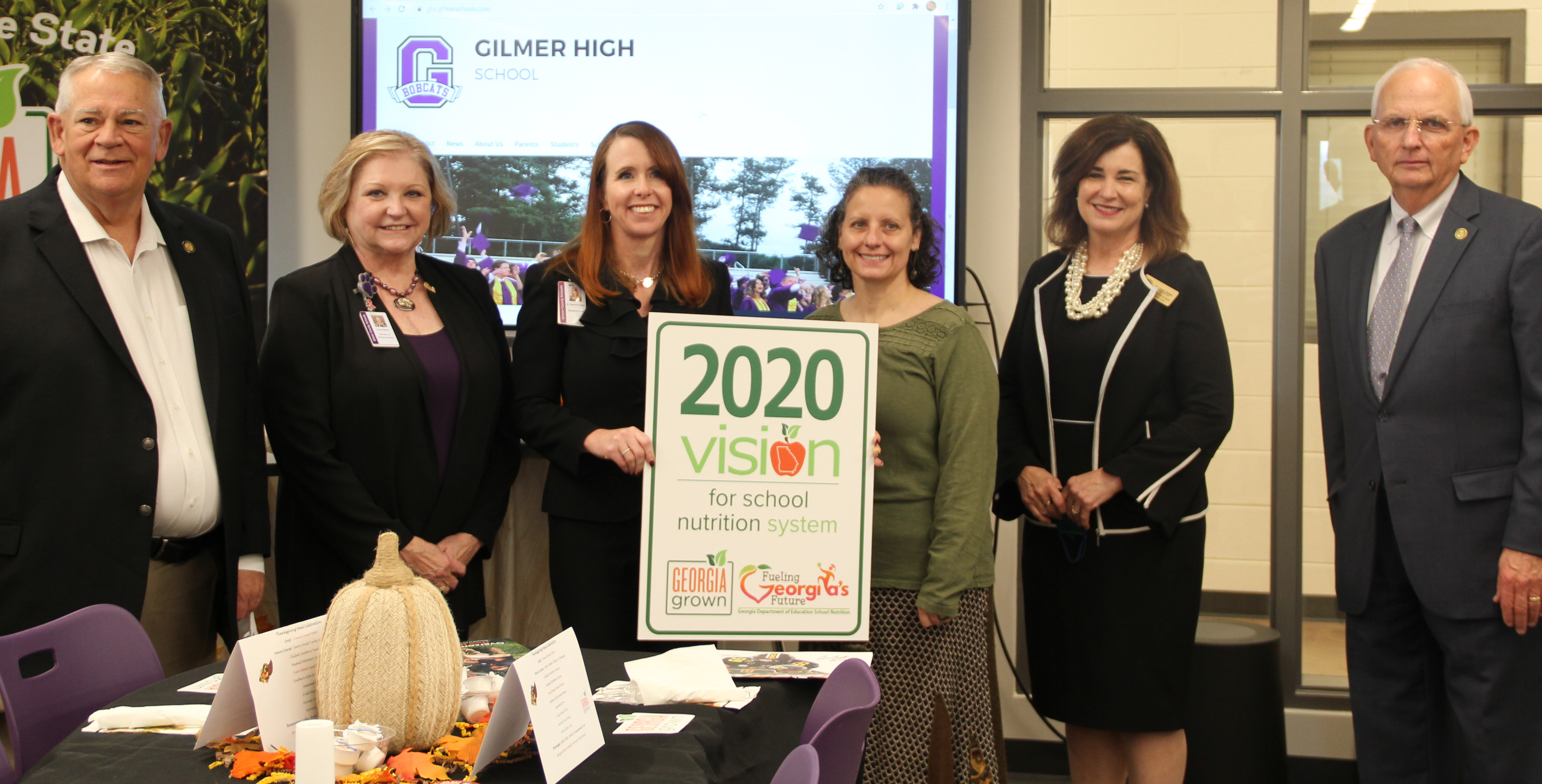 Prototype sign unveiled to mark the achievement of our 2020 Vision for School Nutrition! (l-r) Sydne Smith, State Director in th